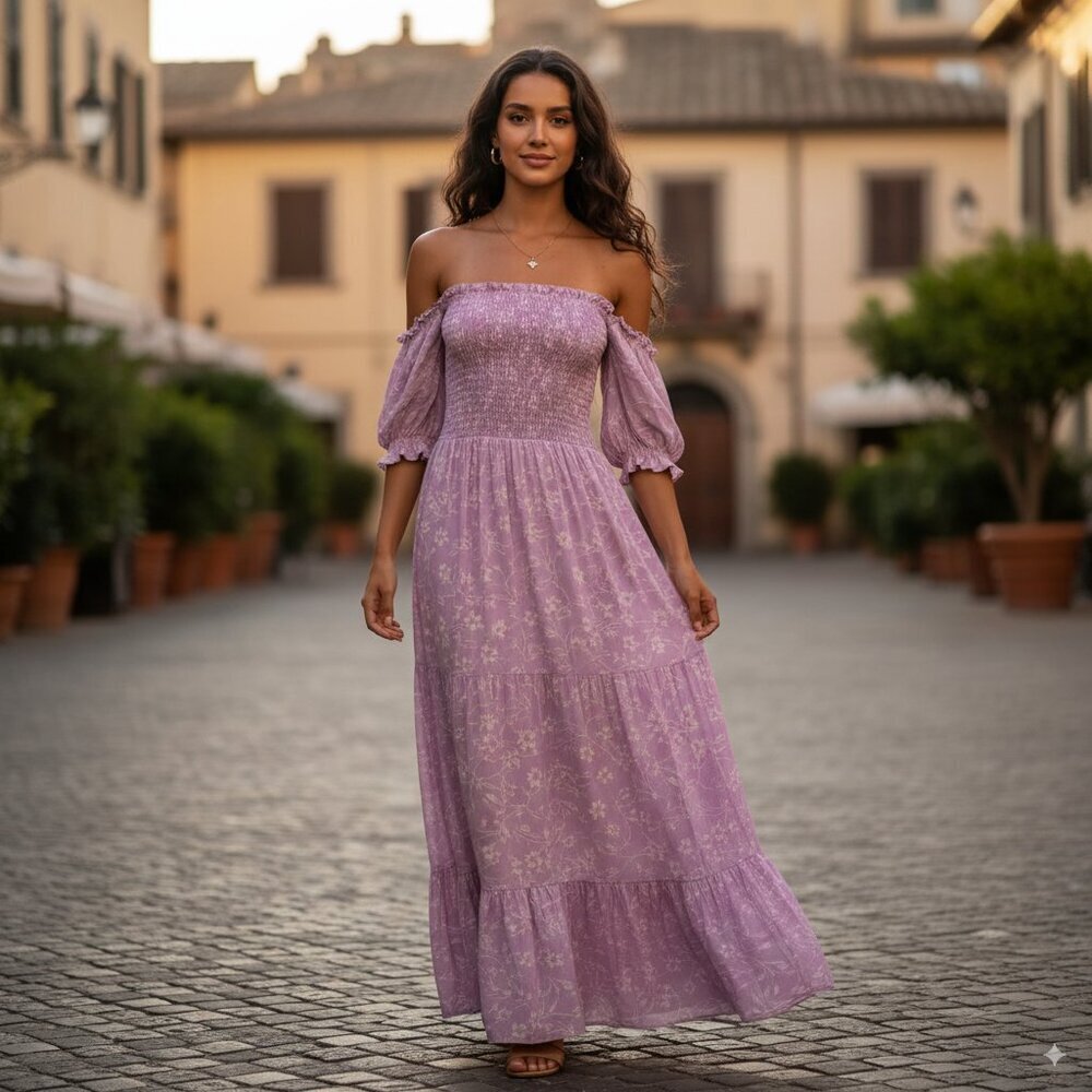 Lusana Marnie Maxi Dress in Petal NWT Women Dress Size XS & S